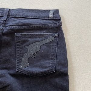 Rare 7 FAM black jeans, “Western Pistol”  pocket